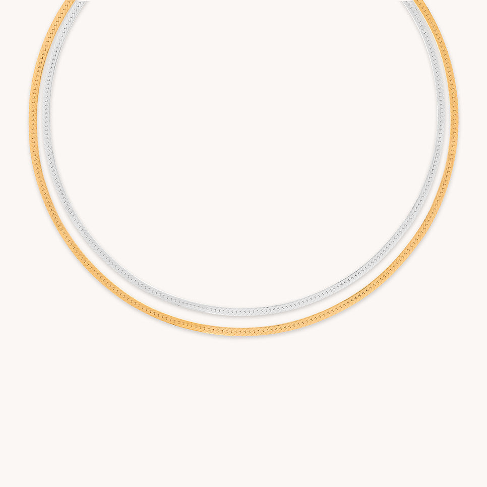 Essential Snake Chain Necklace Stacking  Set in Mixed Metal