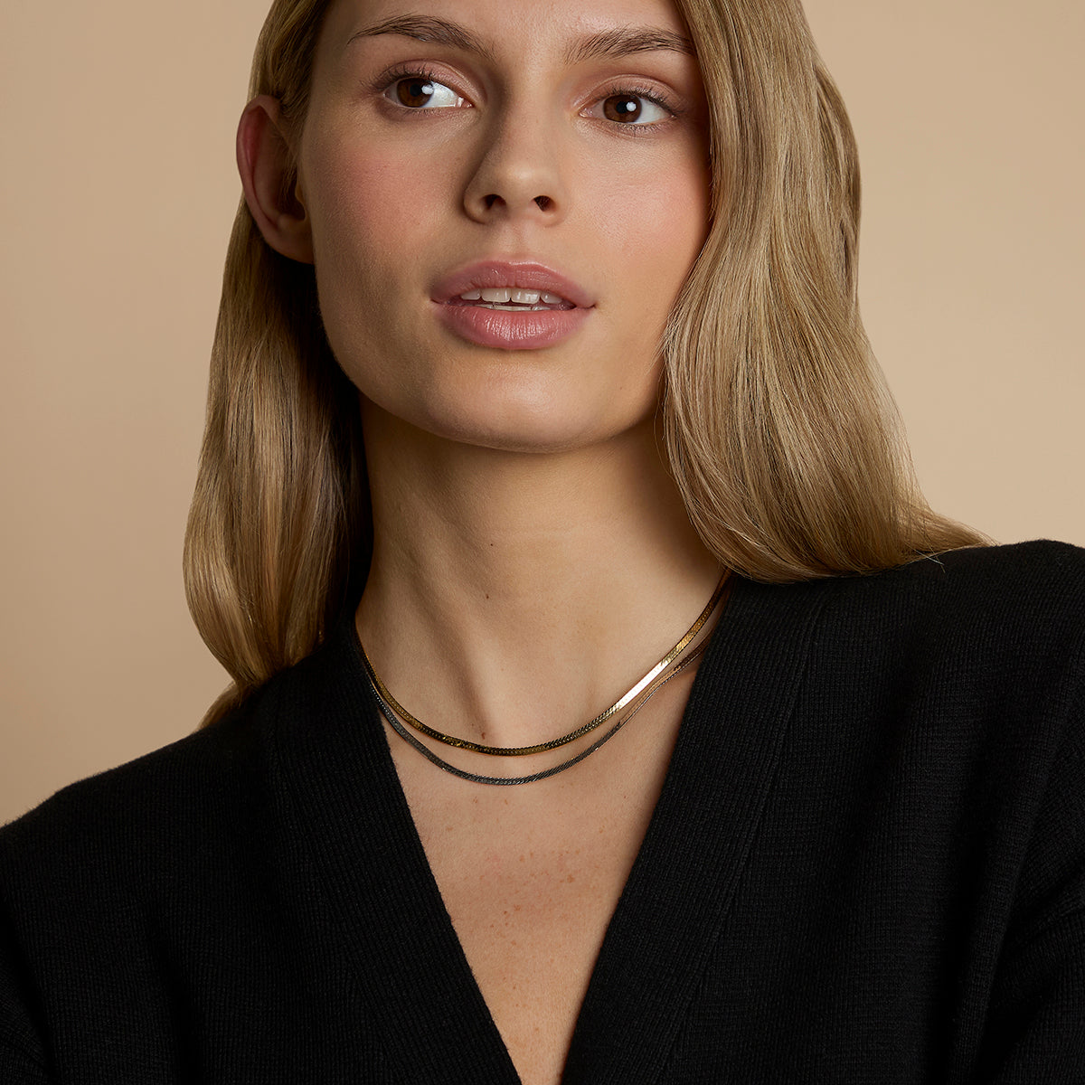 Essential Snake Chain Necklace Stacking  Set in Mixed Metal