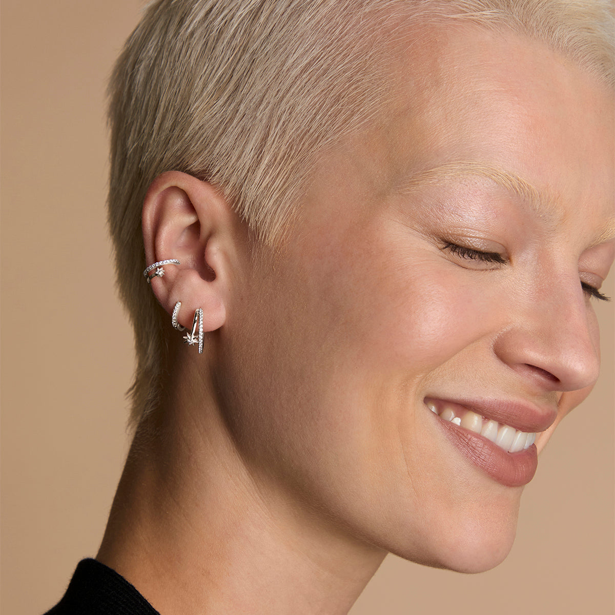 Cosmic Illusion Hoops  Stacking Set in Silver