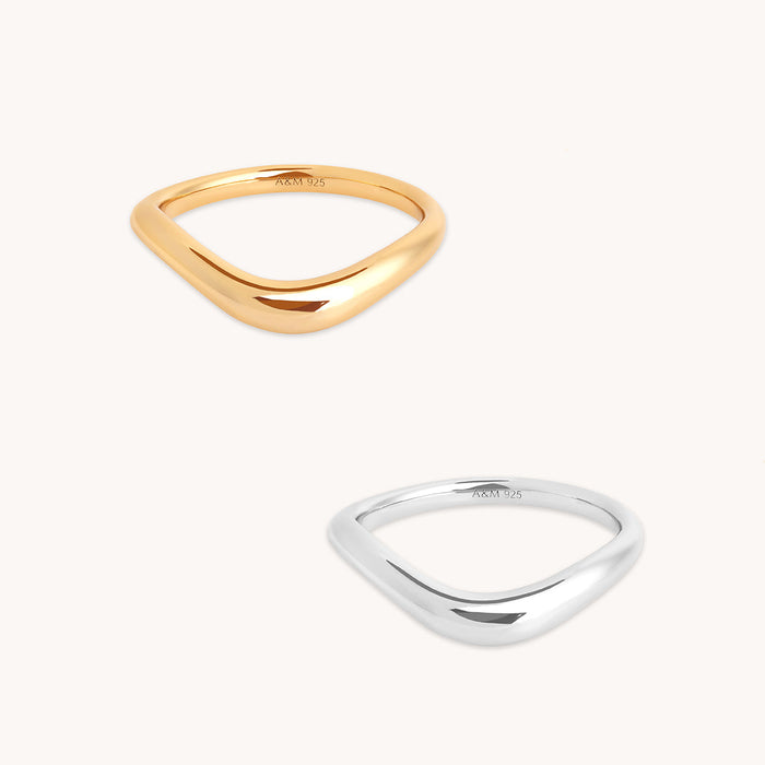 Wave Ring Stacking Set in Mixed Metal