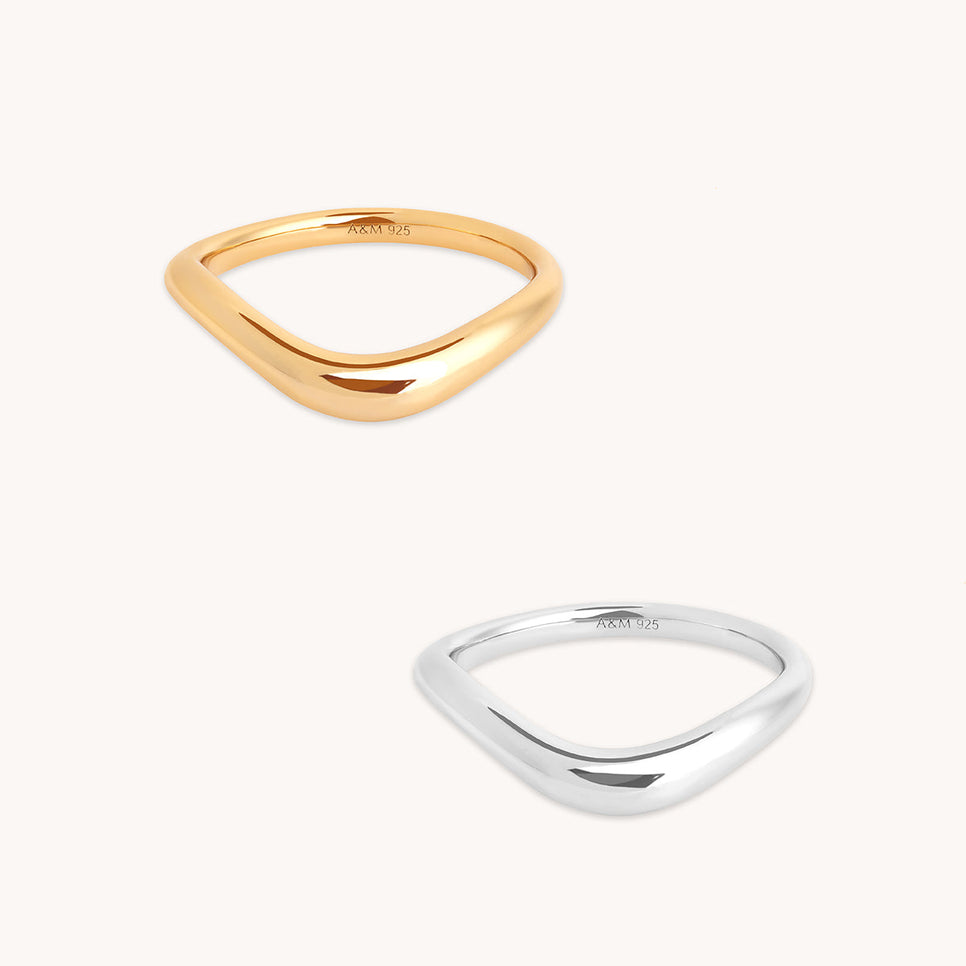 Wave Ring Stacking Set in Mixed Metal