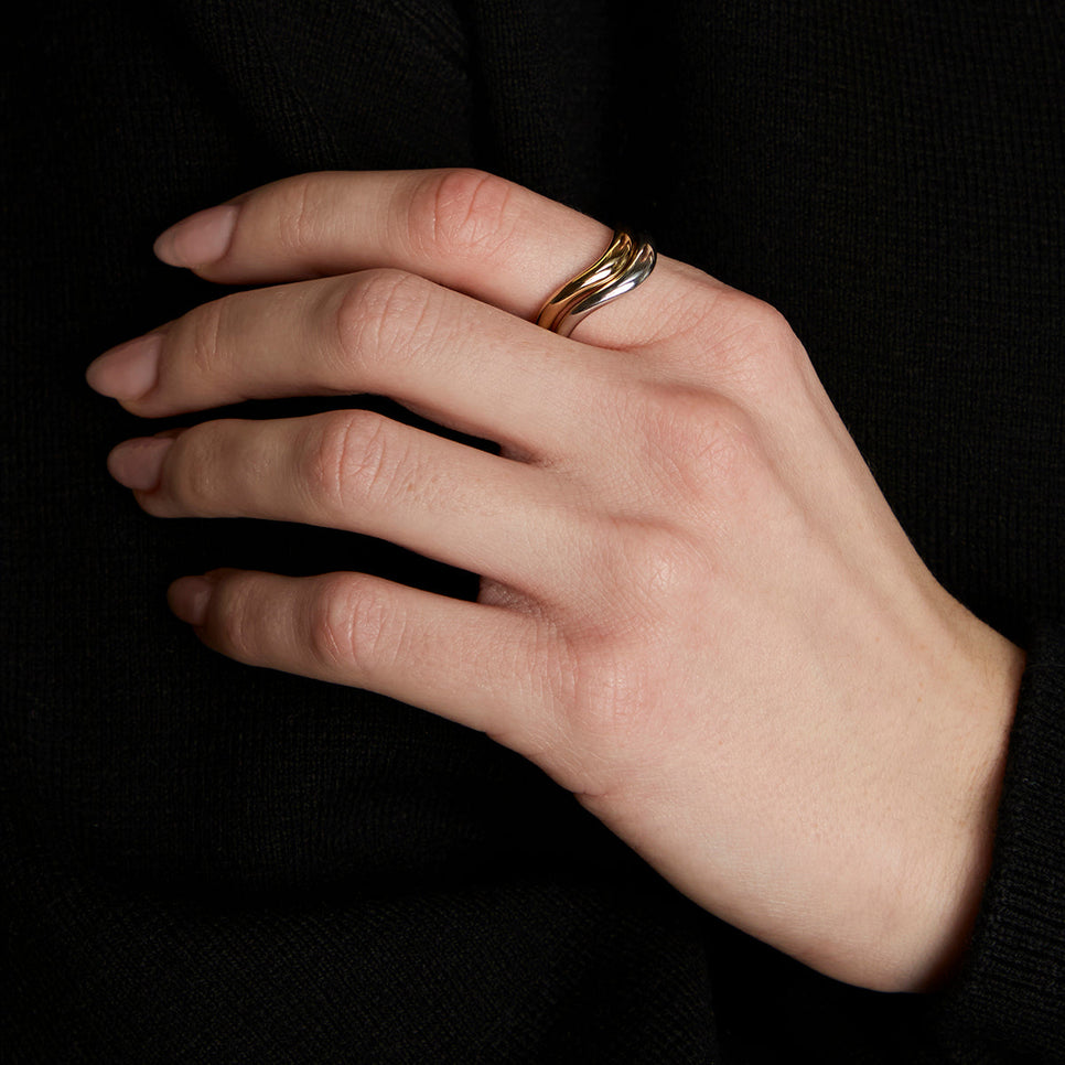 Wave Ring Stacking Set in Mixed Metal