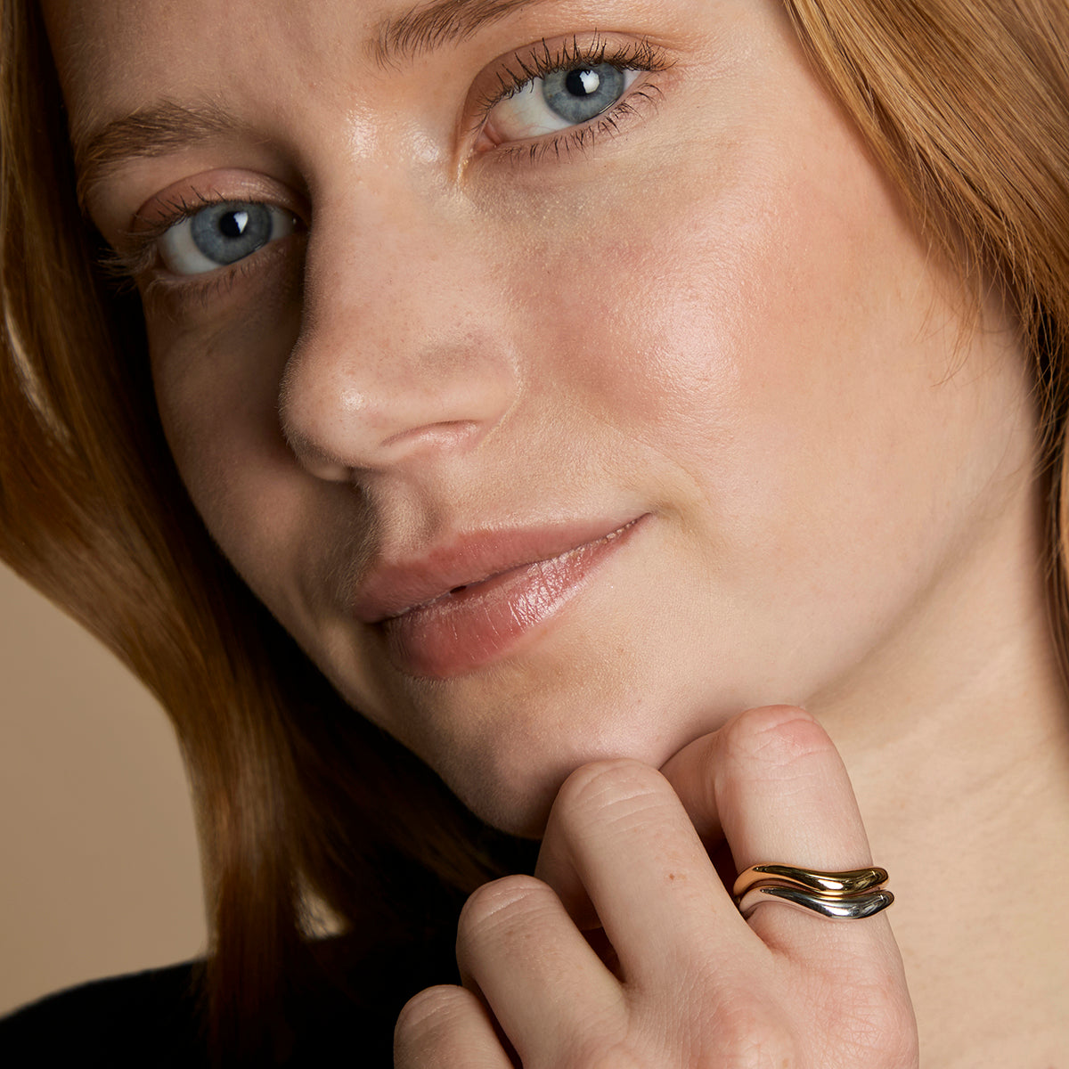 Wave Ring Stacking Set in Mixed Metal