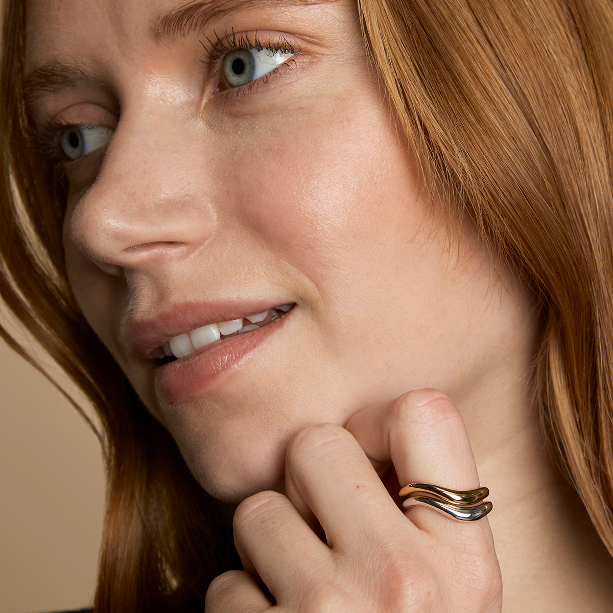 Wave Ring Stacking Set in Mixed Metal