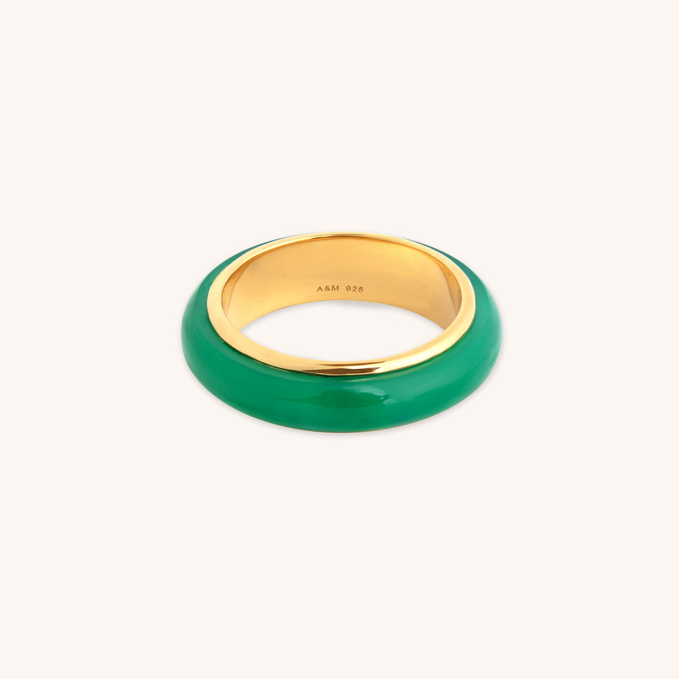 Green Onyx Carved Stone Ring in Gold