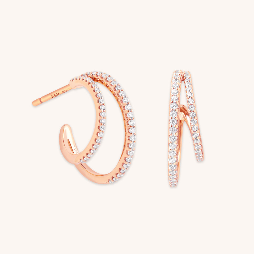 Illusion Crystal Hoops in Rose Gold