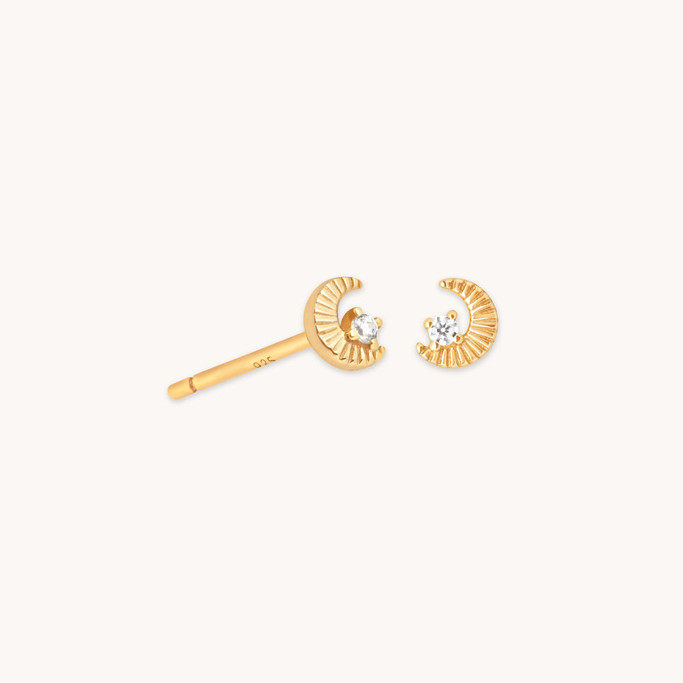 Celestial Moon Stud Earrings in Gold