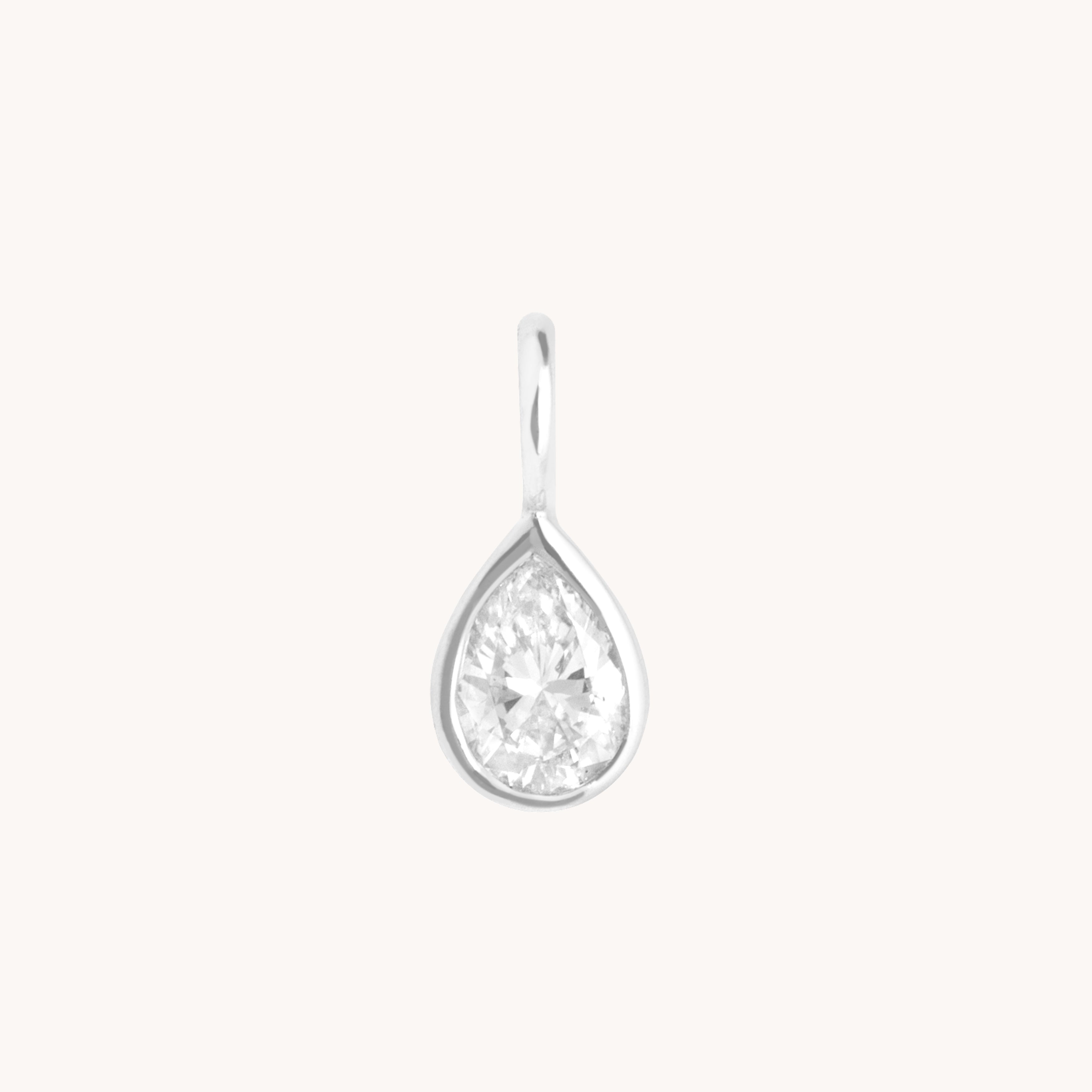 Diamond Pear Charm 9k White Gold