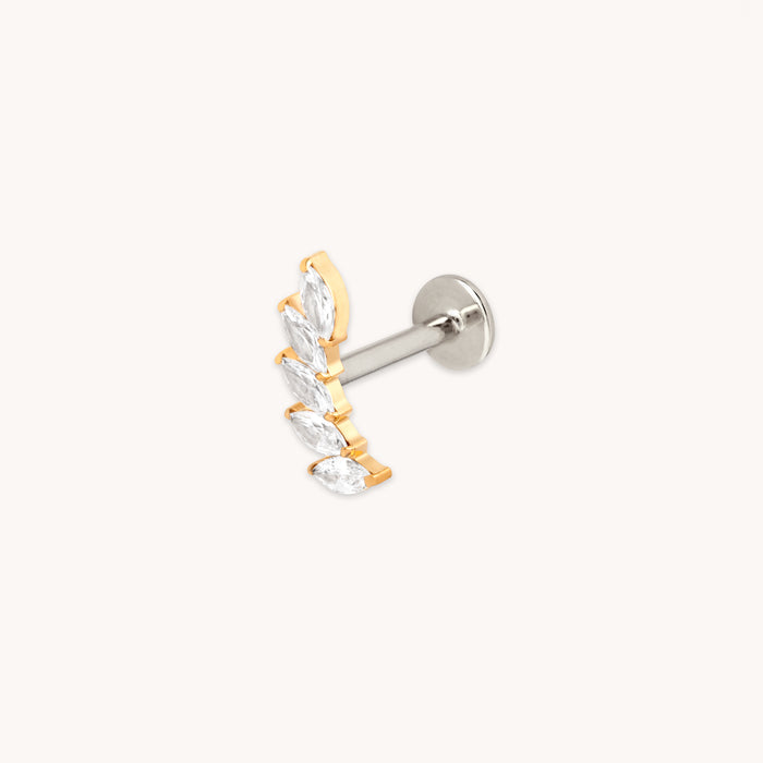 Curved Marquise Titanium Piercing Stud in Gold