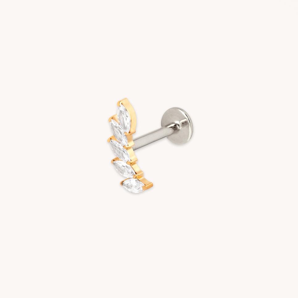 Curved Marquise Titanium Piercing Stud in Gold