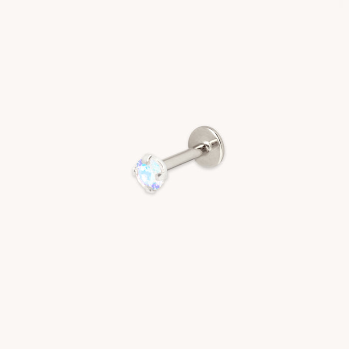 Moonstone Titanium Piercing Stud in Platinum