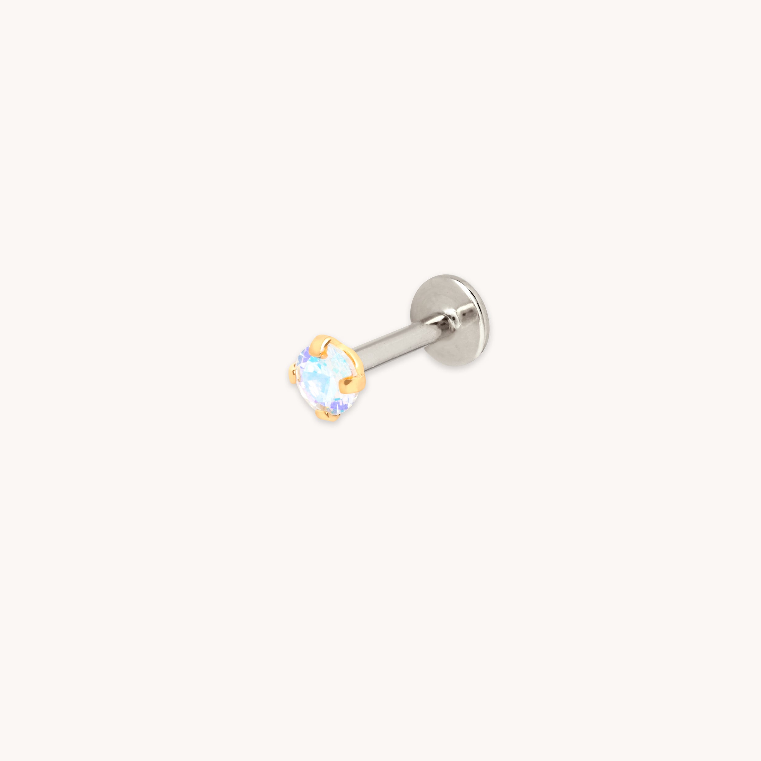 Moonstone Titanium Piercing Stud in Gold