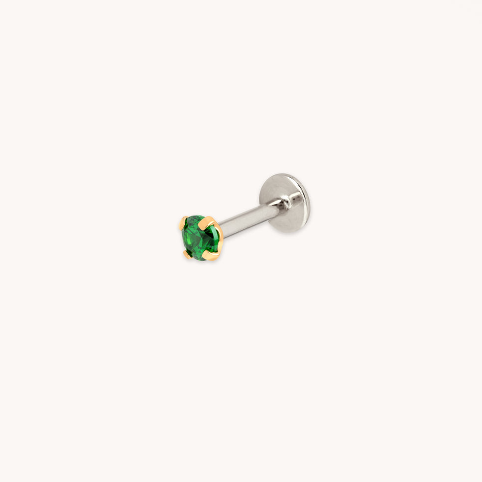 Green Titanium Piercing Stud in Gold