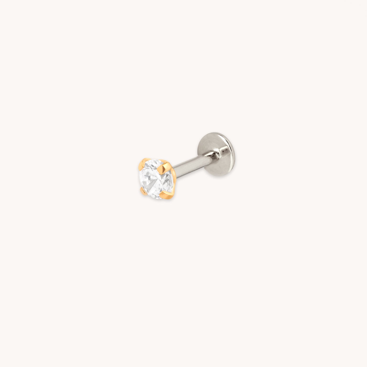 Bold Crystal Titanium Piercing Stud in Gold