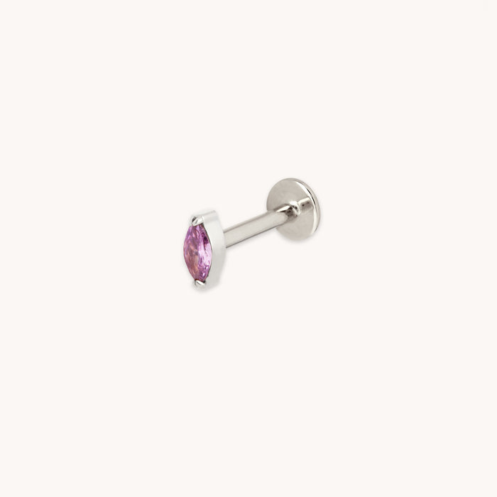 Purple Marquise Titanium Piercing Stud in Platinum