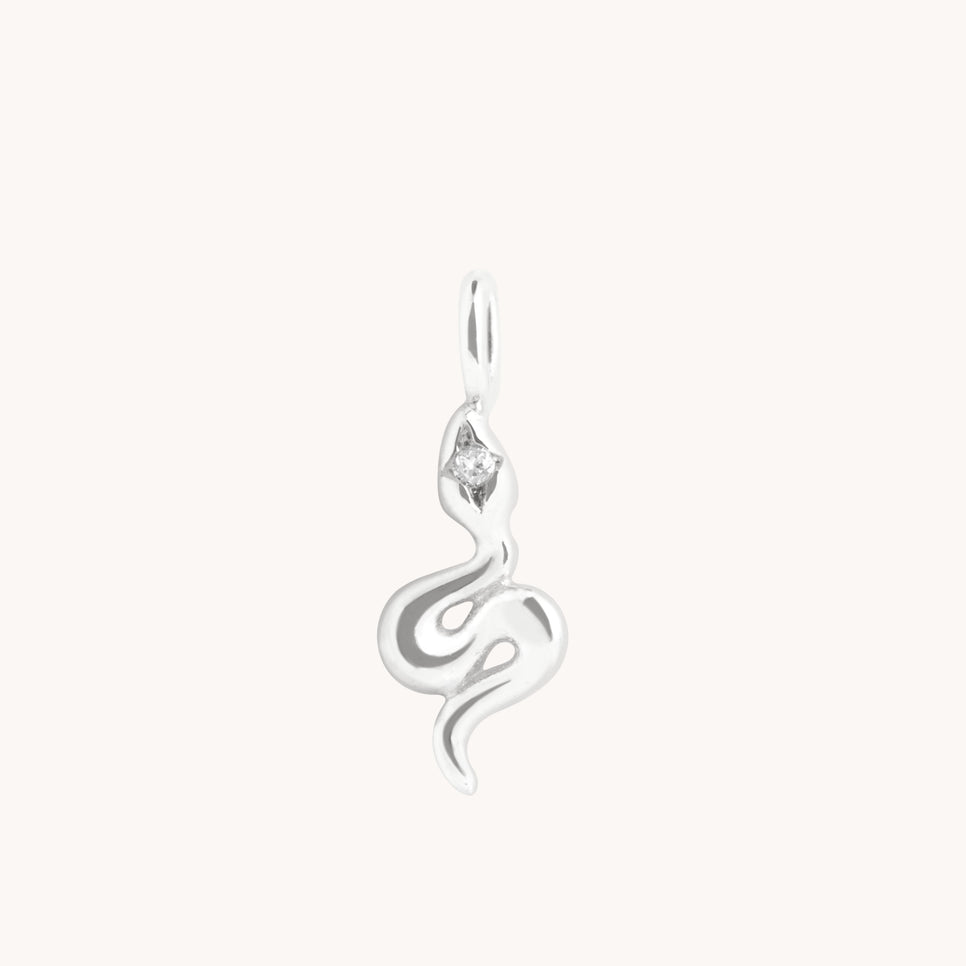 White Topaz Snake Charm 9k White Gold