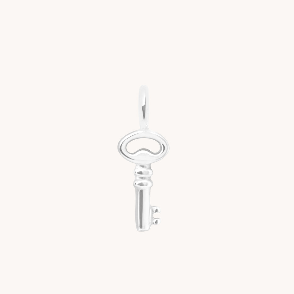 Key Charm 9k White Gold