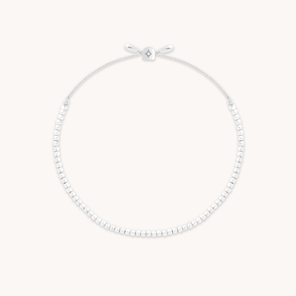 Beaded Bracelet in Solid White Gold