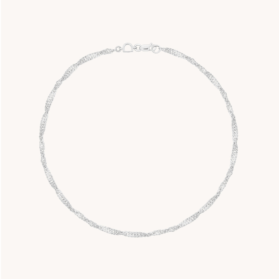 Bold Astrid Chain Anklet in Solid White Gold