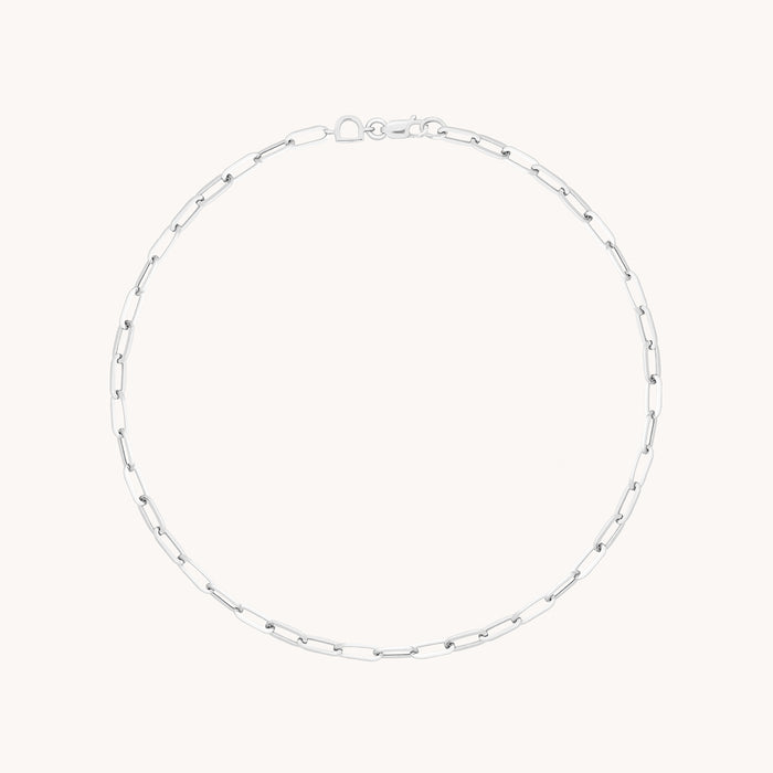 Piccadilly Chain Anklet in Solid White Gold