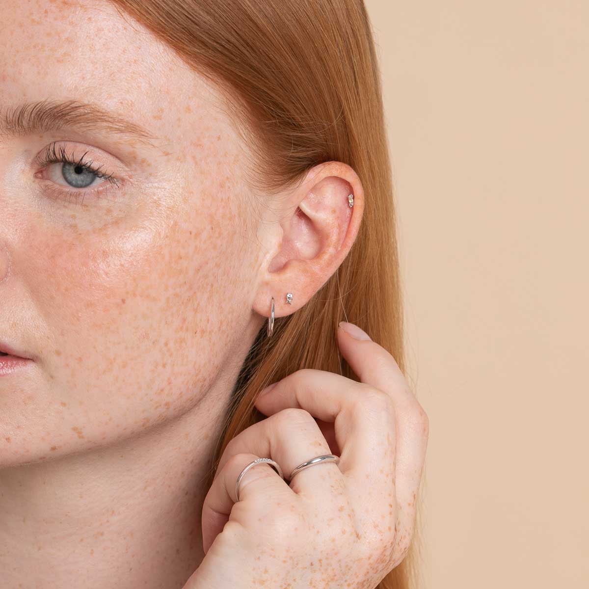 April White Topaz Birthstone Earrings in Solid White Gold