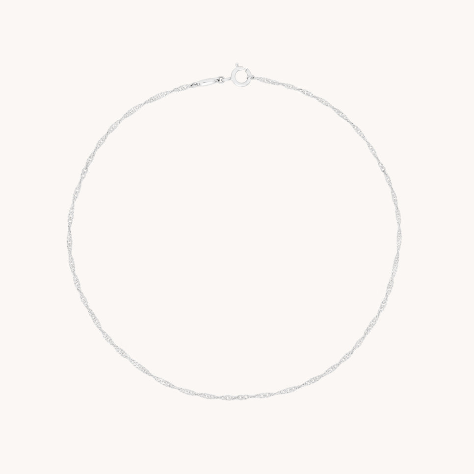 Astrid Chain Anklet in Solid White Gold
