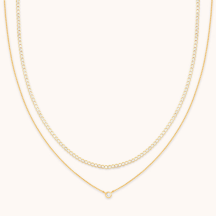 Gleam Tennis Necklace Gift Set in Gold
