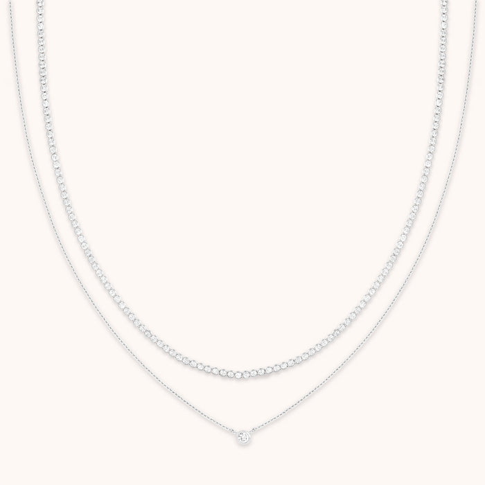 Gleam Tennis Necklace Gift Set in Silver
