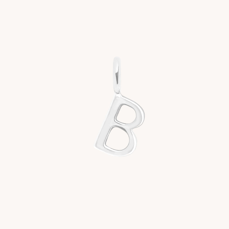 B Initial Charm 9k White Gold