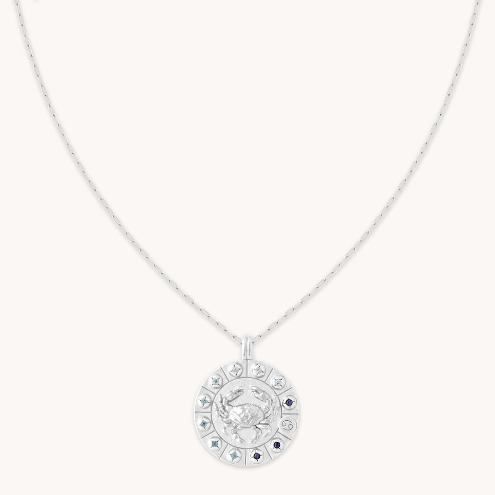 Cancer Bold Zodiac Pendant Necklace in Silver-Astrid &amp; Miyu