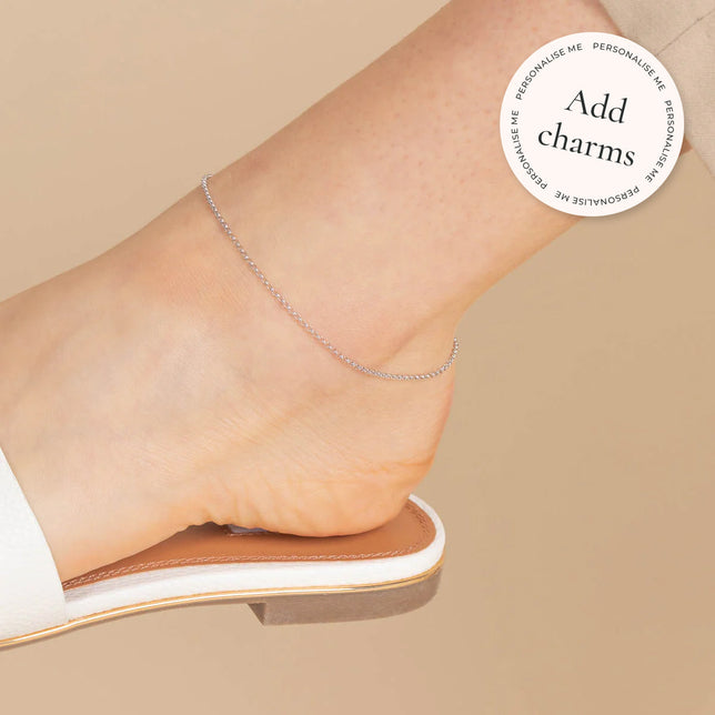 Chelsea Story Story Chain Anklet in Solid White Gold