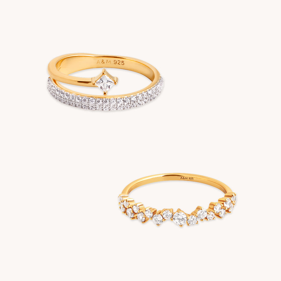 Celestial Illusion Ring Stacking Set in Gold