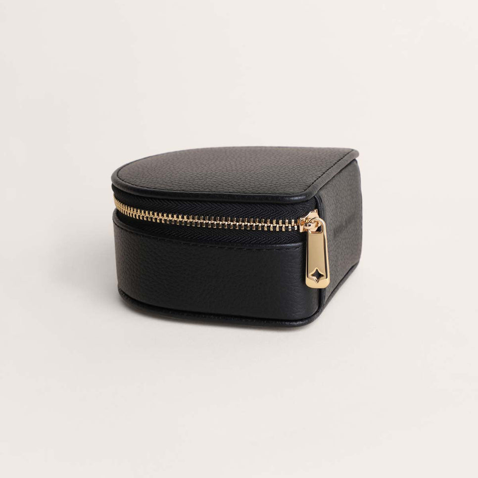 Leather Travel Jewellery Box in Black