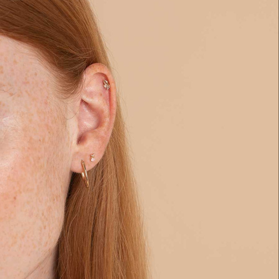 Birthstone Earrings - June Moonstone Birthstone Earrings in Solid Gold - Stud Earrings - Astrid &amp; Miyu