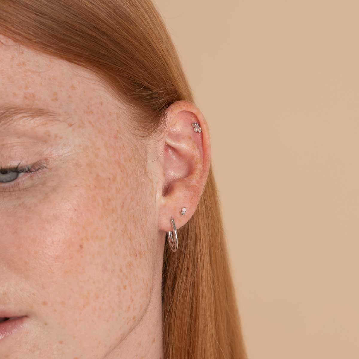 June Birthstone Earrings in Solid White Gold