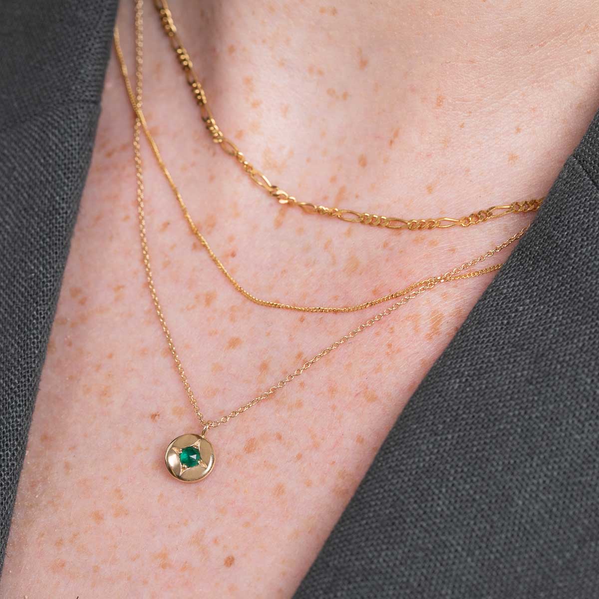 May Tsavorite Birthstone Necklace in Solid Gold