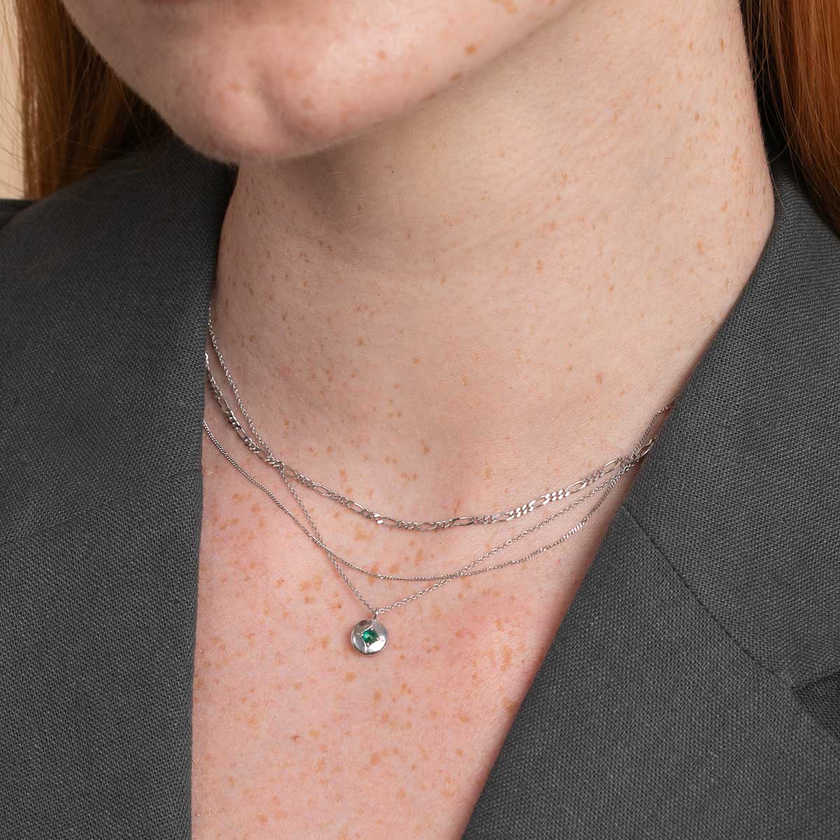 Birthstone Jewellery - May Tsavorite Birthstone Necklace in Solid White Gold - Pendant Necklace - Astrid &amp; Miyu