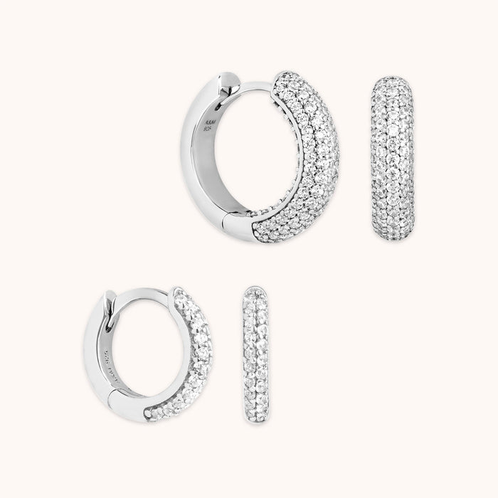 Bold Pavé Hoop Gift Set in Silver