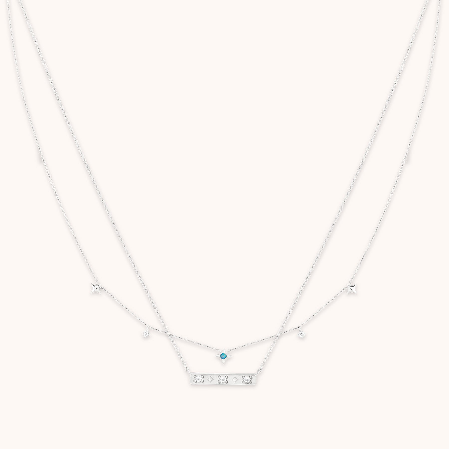 Cosmic Star Necklace Gift Set in Solid White Gold