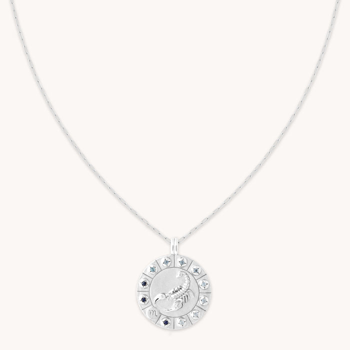 Scorpio Bold Zodiac Pendant Necklace in Silver