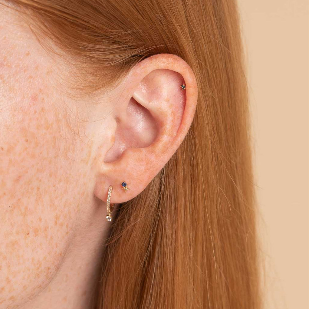 Birthstone Earrings - September Sapphire Birthstone Earrings in Solid Gold - Stud Earrings - Astrid &amp; Miyu