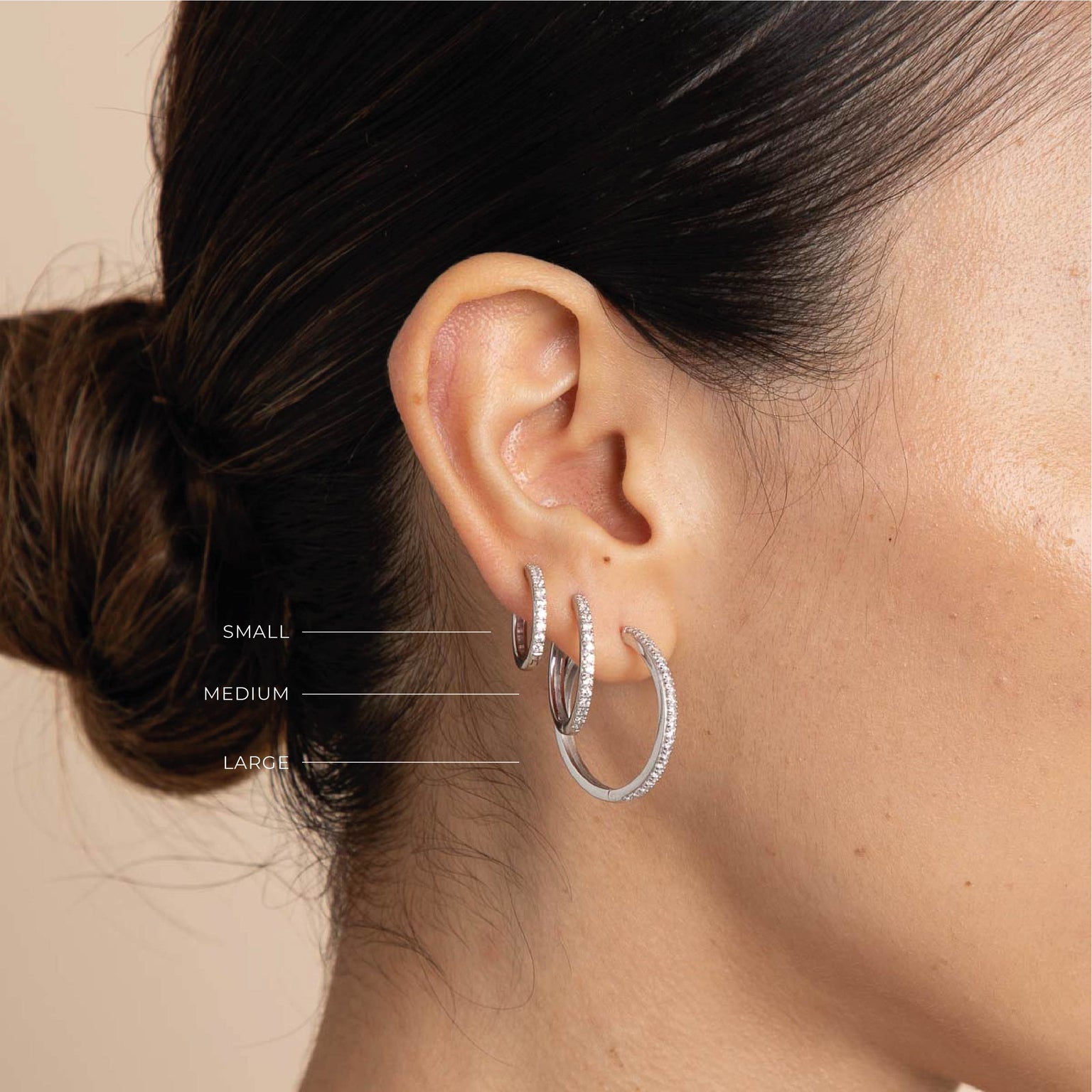 Charm Compatible Hoops - Essential Crystal Small Hoops in Silver - Hoop Earrings - Astrid &amp; Miyu