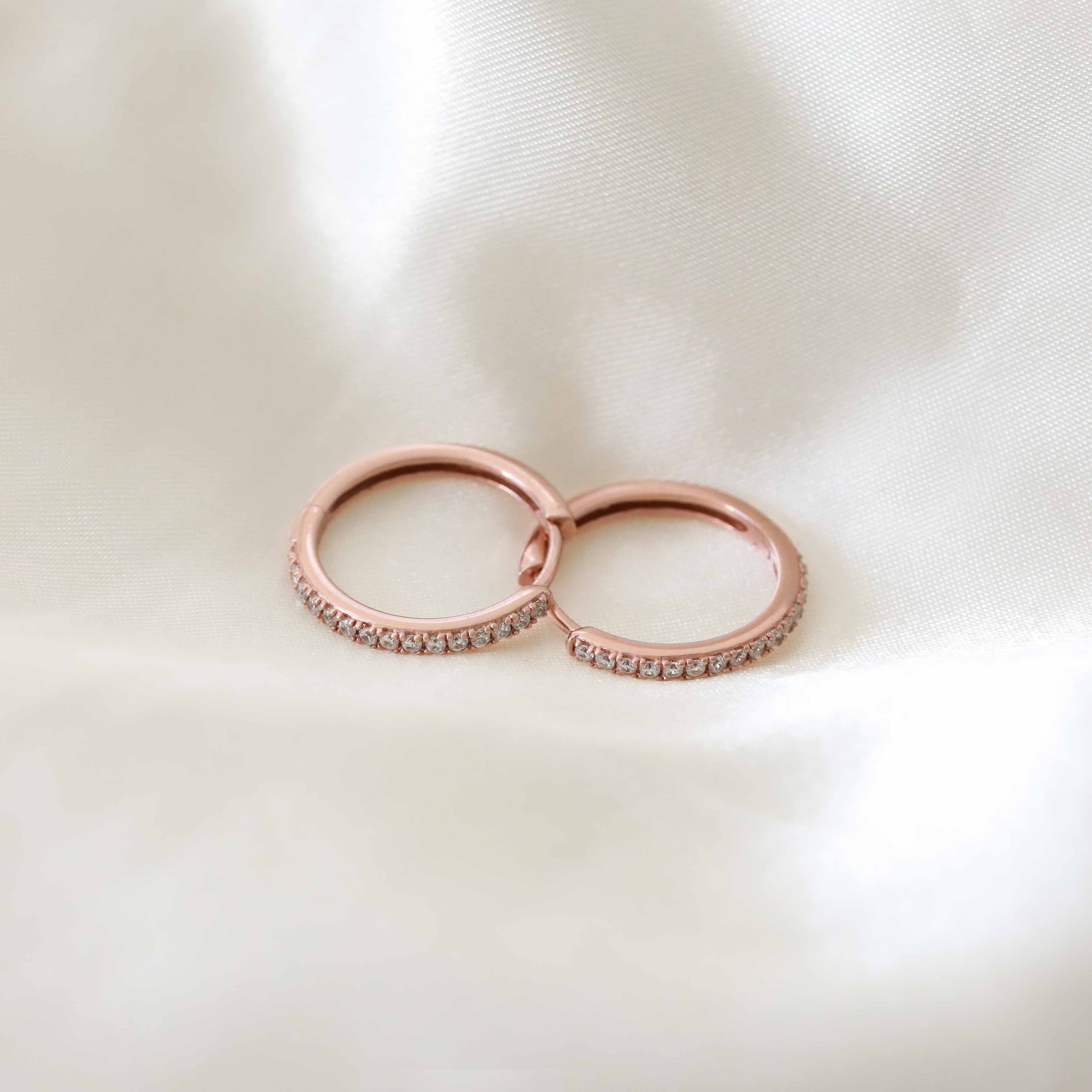 Essential Crystal Medium Hoops in Rose Gold