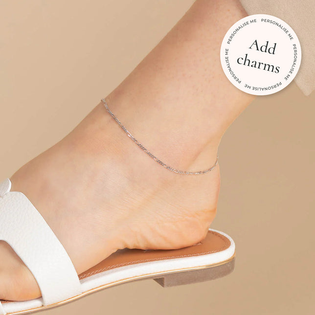 Soho Story Chain Anklet in Solid White Gold