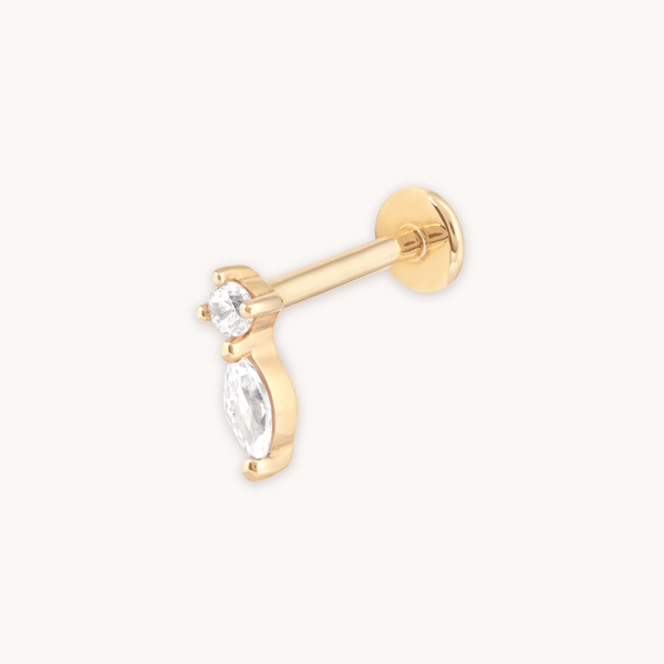 Topaz Teardrop Piercing Stud in Solid Gold