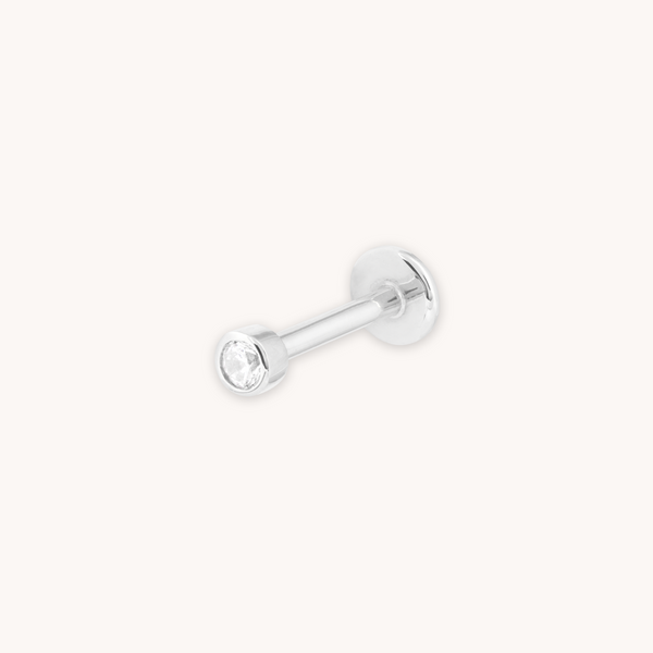 Topaz Gem Piercing Stud in Solid White Gold