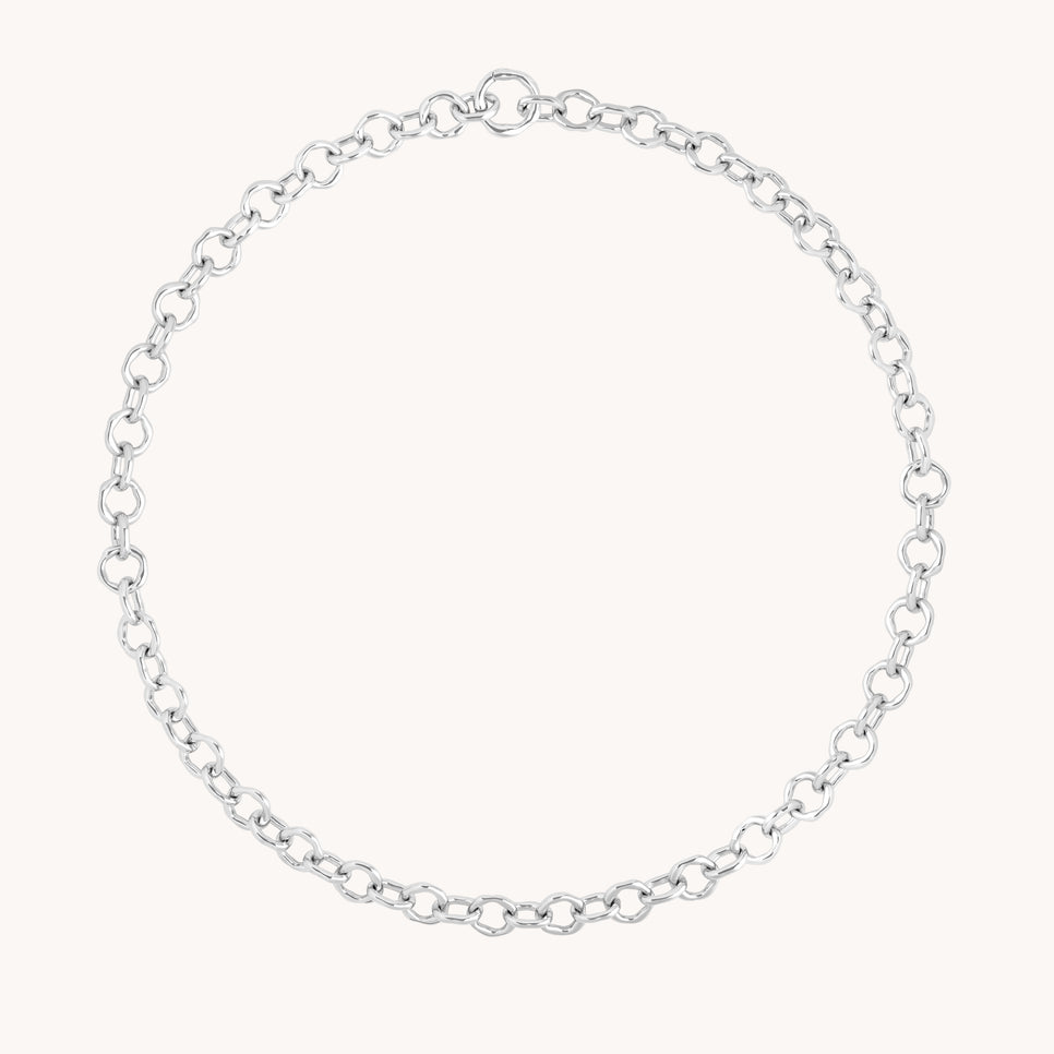 Molten Link Chain Necklace in Silver