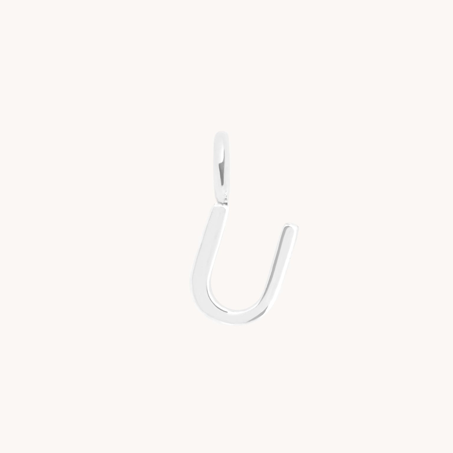 U Initial Charm 9k White Gold