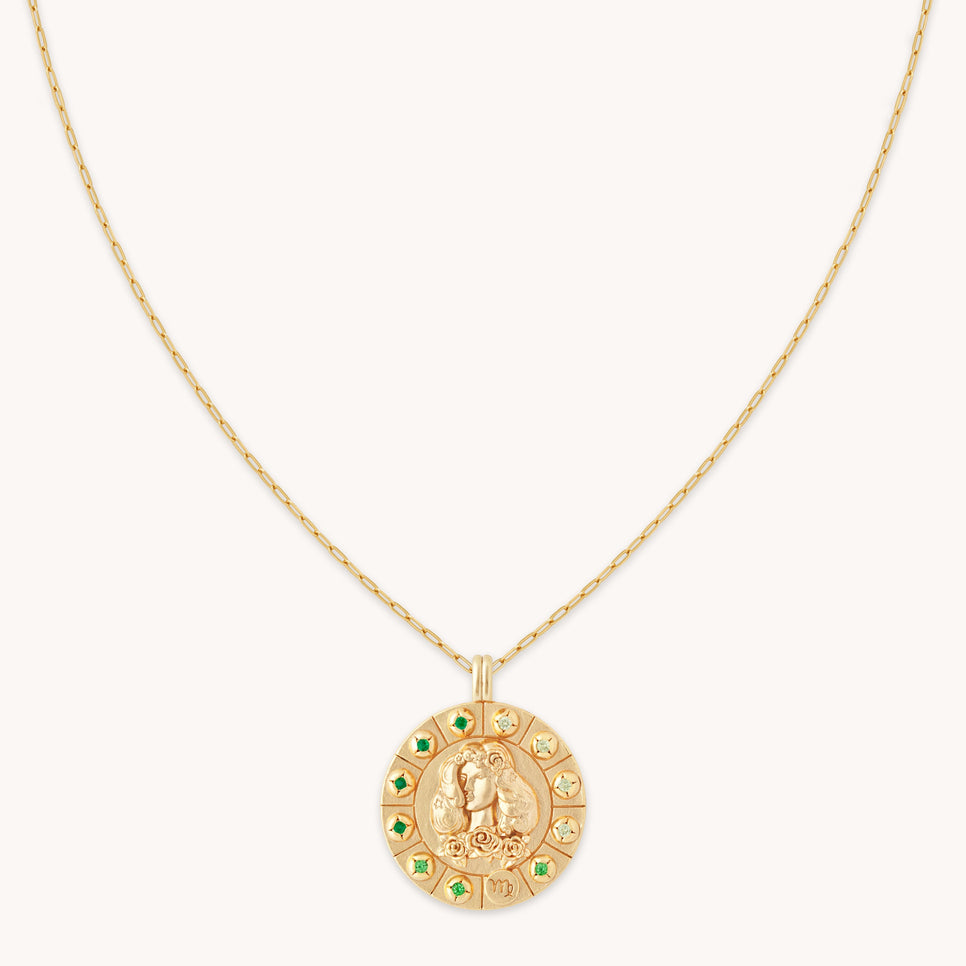 Virgo Bold Zodiac Pendant Necklace in Gold