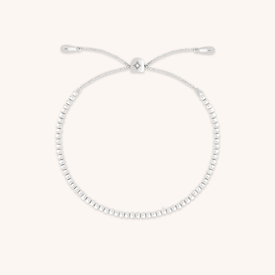Beaded Bracelet in Solid White Gold